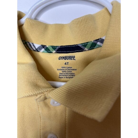 Gymboree Boys 4T Yellow Polo Shirt Plaid Dog Graphic Short Sleeve Cotton Top - Picture 3 of 7